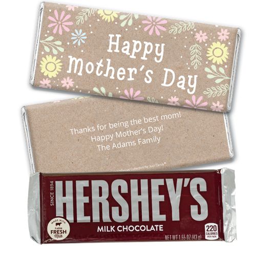 Personalized Collection Mother's Day Pastel Flowers Hershey's Milk Chocolate Bar & Wrapper