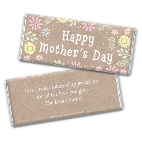 Personalized Bonnie Marcus Collection Mother's Day Pastel Flowers Chocolate Bar & Wrapper