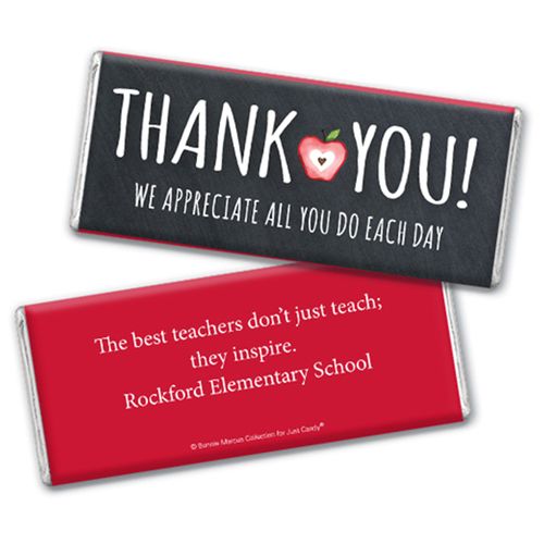 Personalized Teacher Appreciation Apple Chocolate Bar & Wrapper