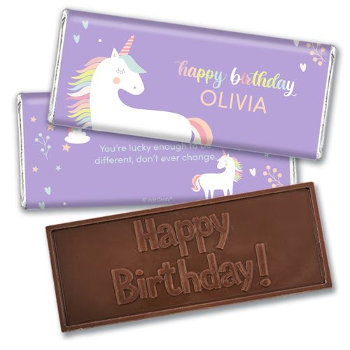 Personalized Kids Birthday Rainbow Unicorn Embossed Chocolate Bars