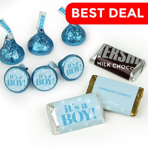 Birth Announcement Candy Hershey's Kisses & Hershey's Miniatures for Party Favors - It's a Boy
