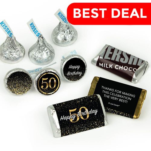 50th Birthday Candy Hershey's Kisses & Hershey's Miniatures for Party Favors