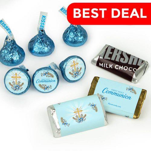 Communion Blue Candy Hershey's Kisses & Hershey's Miniatures for Party Favors