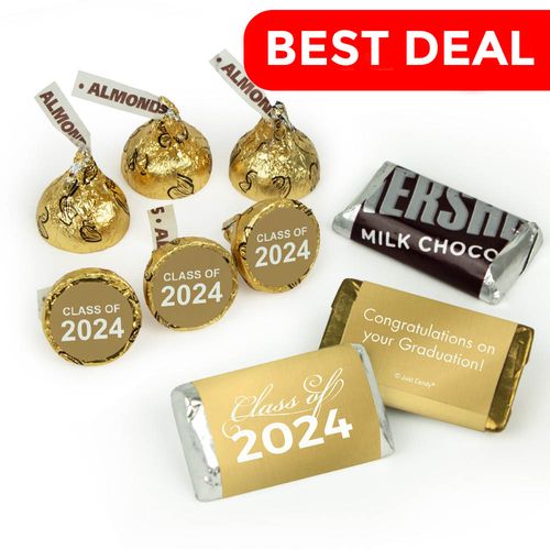 Gold Graduation Candy Hershey's Kisses & Hershey's Miniatures for Party Favors