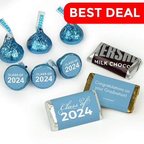 Light Blue Graduation Candy Hershey's Kisses & Hershey's Miniatures for Party Favors