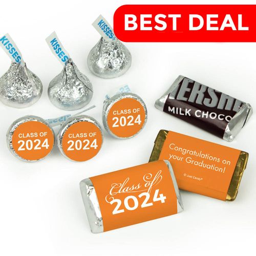 Graduation Orange Candy Hershey's Kisses & Hershey's Miniatures for Party Favors