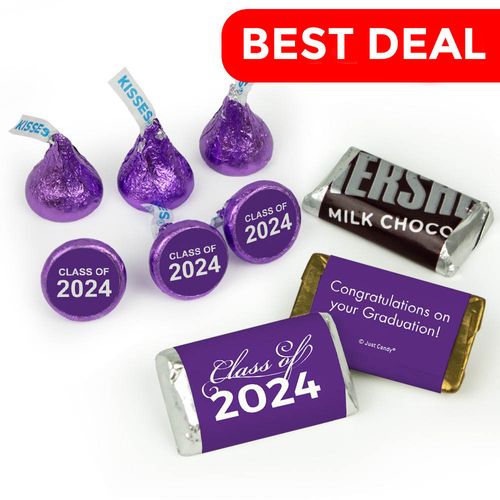 Graduation Purple Candy Hershey's Kisses & Hershey's Miniatures for Party Favors