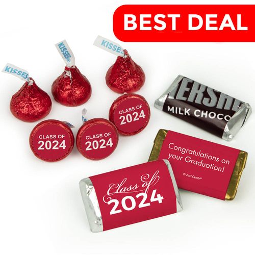 Graduation Red Candy Hershey's Kisses & Hershey's Miniatures for Party Favors