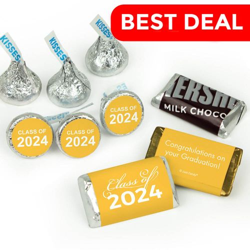 Graduation Yellow Candy Hershey's Kisses & Hershey's Miniatures for Party Favors