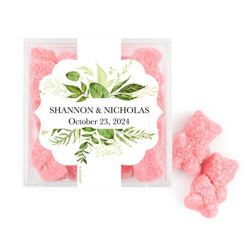 Personalized Wedding Botanical Greenery JUST CANDY Favor Cube