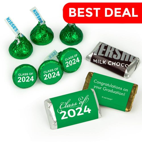 Green Graduation Candy Hershey's Kisses & Hershey's Miniatures for Party Favors