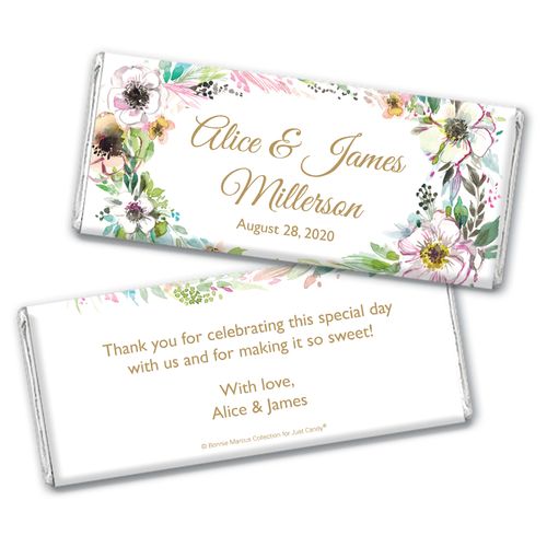 Personalized Bonnie Marcus Wedding Painted Flowers Chocolate Bar & Wrapper