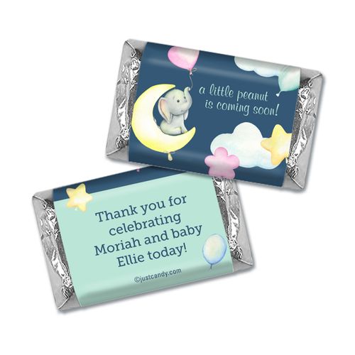 Personalized Elephant Moon Baby Shower Hershey's Miniatures Wrappers