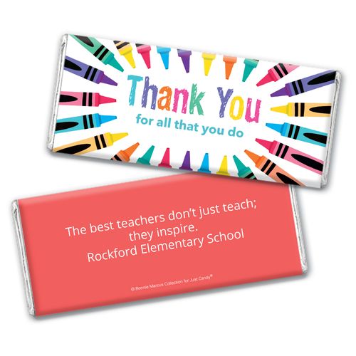 Personalized Teacher Appreciation Colorful Thank You Chocolate Bar & Wrapper