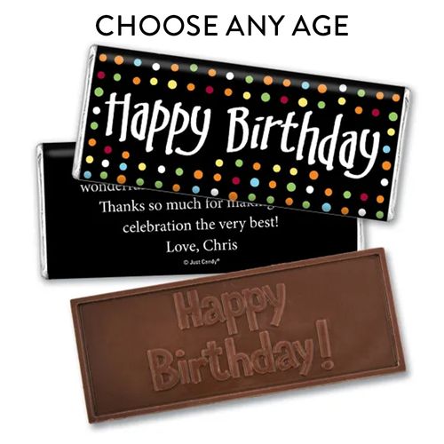 Birthday Personalized Embossed Happy Birthday Chocolate Bar Polka Dot