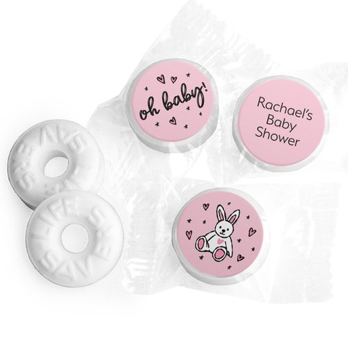 Personalized Baby Shower Pink Oh Baby Life Savers Mints