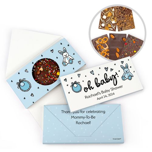 Personalized Baby Shower Blue Gourmet Infused Belgian Chocolate Bars (3.5oz) - Oh Baby