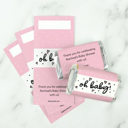 Personalized Baby Shower Pink Mini Wrappers - Oh Baby