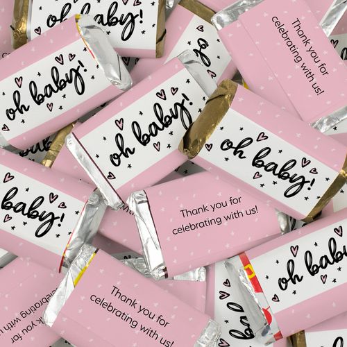 Personalized Baby Shower Candy Oh Baby Pink Wrapped Hershey's Miniatures