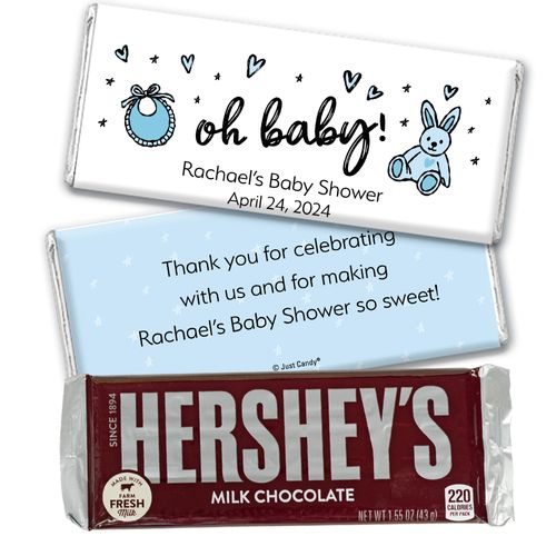 Personalized Baby Shower Icons Oh Baby Blue Chocolate Bar & Wrapper