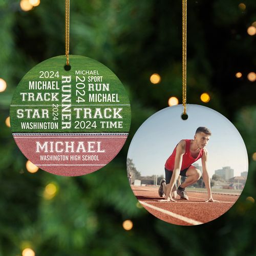 Personalized Track Word Cloud Ornament