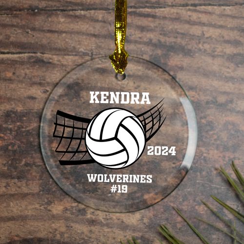 Personalized Volleyball Glass Ornament