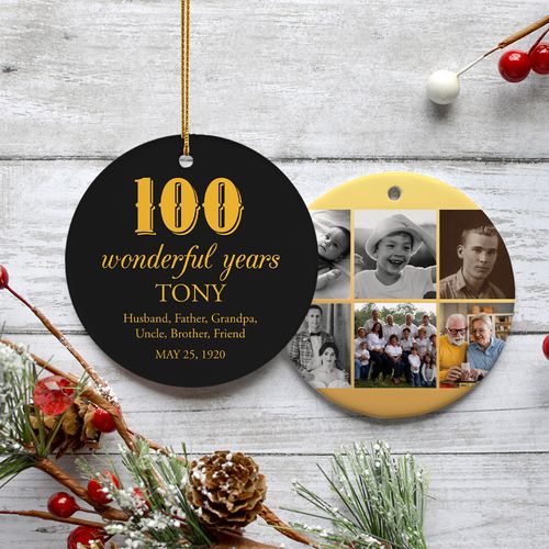 Personalized 100 Wonderful Years Ornament