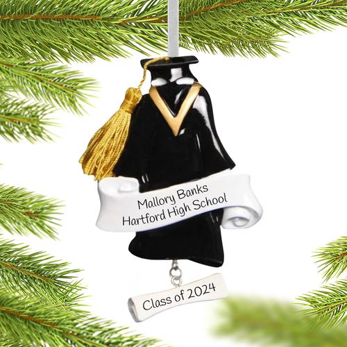 Personalized Grad Cap and Gown Ornament