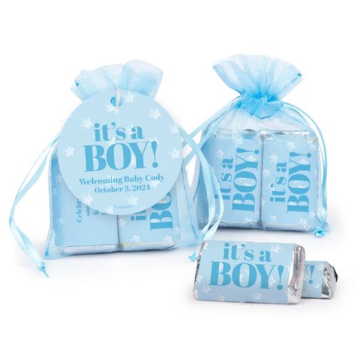 Personalized It's a Boy! Miniatures in XS Organza Bag with Gift Tag