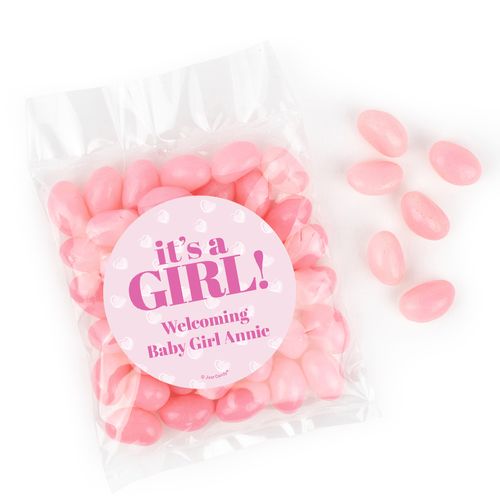 Personalized It's a Girl! Candy Bags with Jelly Beans