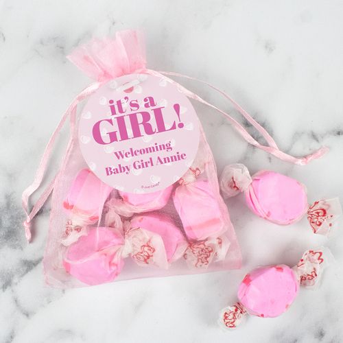 Personalized It's a Girl! Taffy Organza Bag
