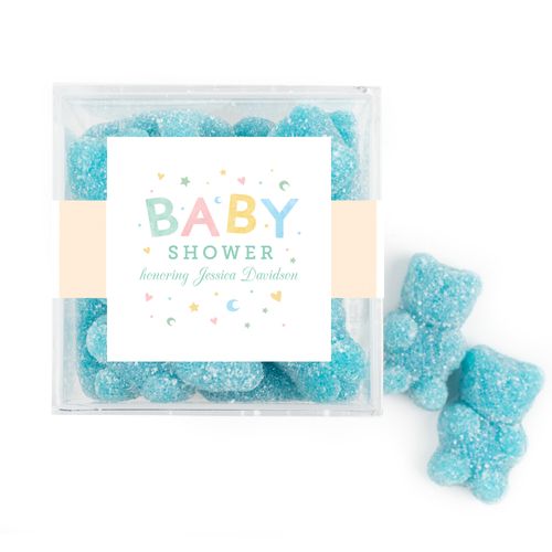 Personalized Baby Shower Sweet Baby Favor Cube with Gummy Bears