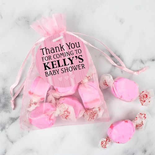 Personalized Baby Shower Stripes Taffy Organza Bag