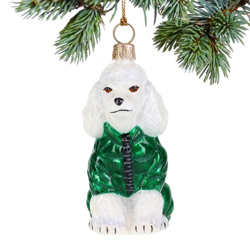 Poodle White in Puffer Coat Ornament