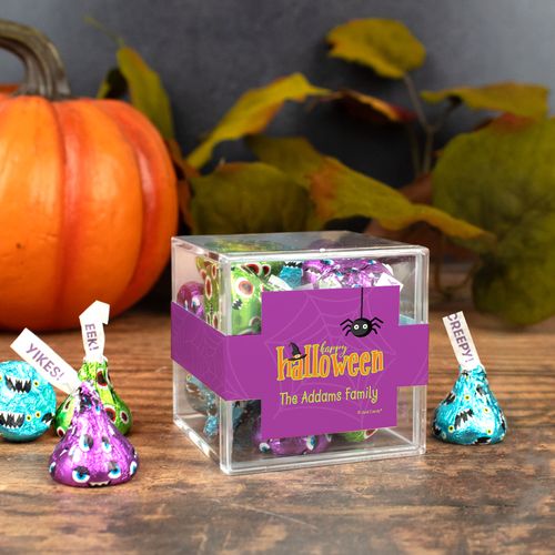 Personalized Halloween Spirit JUST CANDY® favor cube with Hershey's Kisses