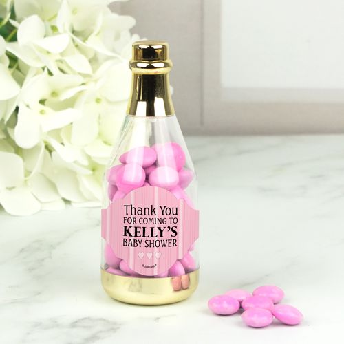 Personalized Baby Shower Stripes Champagne Bottle with Milk Chocolate Minis