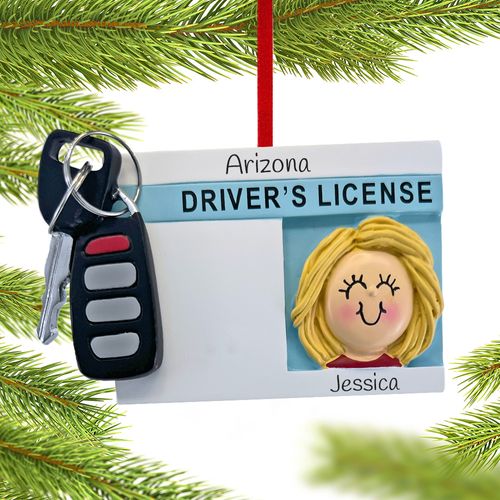 License with Key Girl Ornament