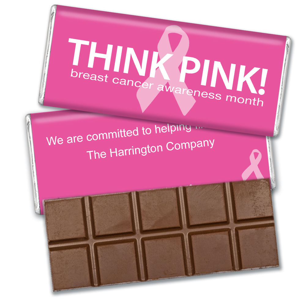Personalized Breast Cancer Awareness Simply Pink Belgian Chocolate Bar ...