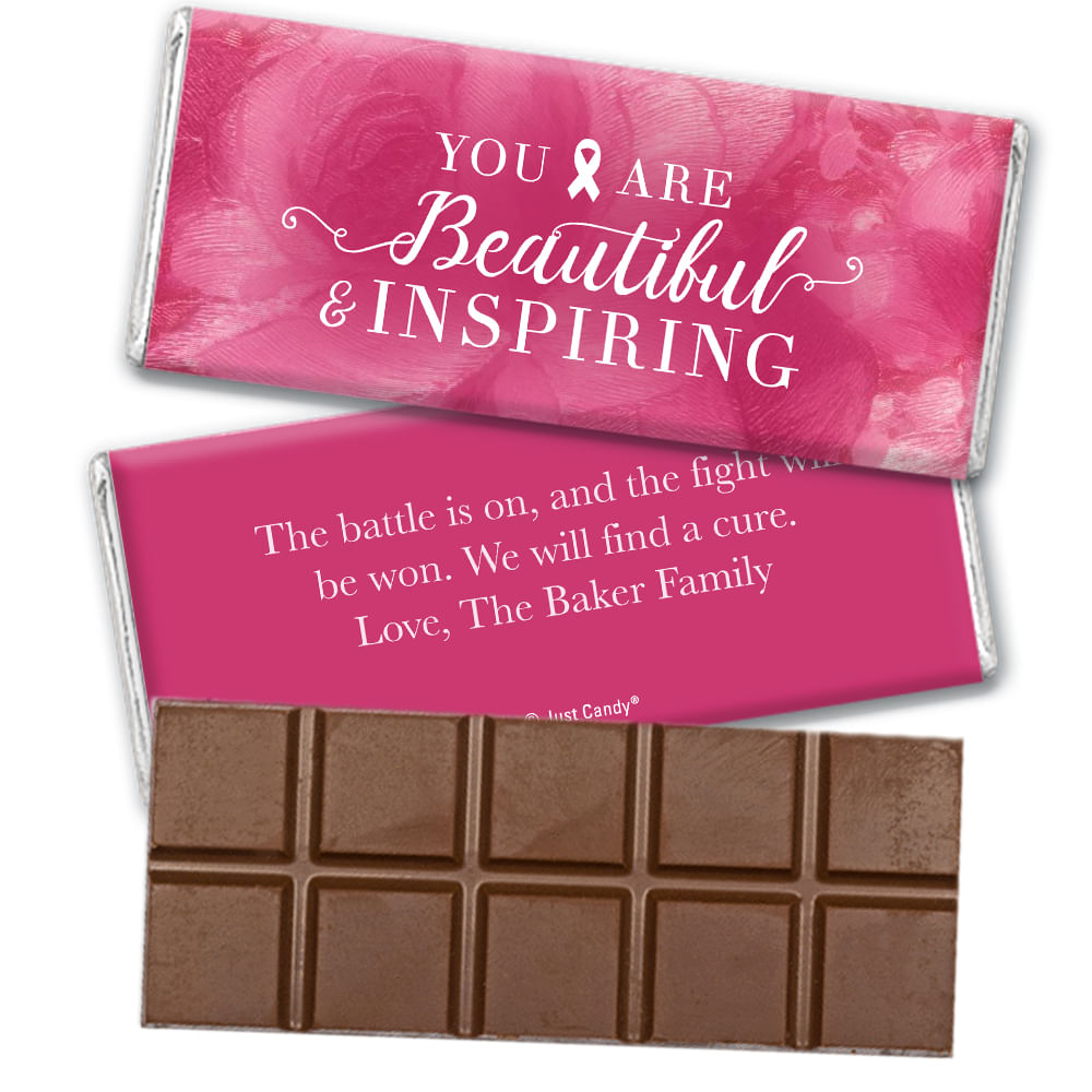 Personalized Breast Cancer Pink Inspiration Belgian Chocolate Bar ...