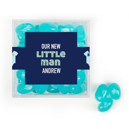 Personalized Boy Birth Announcement Our Little Man JUST CANDY� favor cube with Jelly Belly Jelly Beans