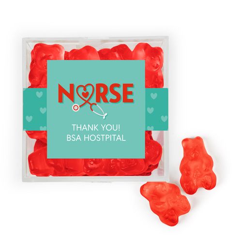 Personalized Nurse Appreciation JUST CANDY® favor cube with Gummy Bears