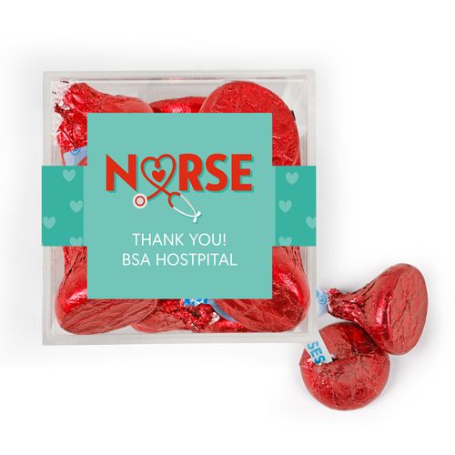 Personalized Nurse Appreciation JUST CANDY® favor cube with Hershey's Kisses