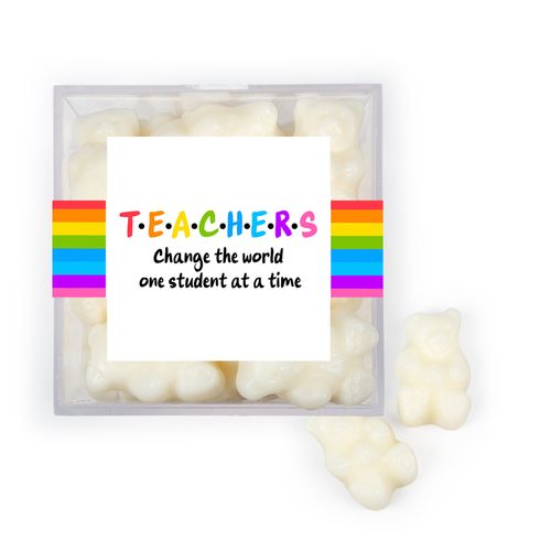 Teacher Appreciation Teachers Change The World JUST CANDY® favor cube with Gummy Bears