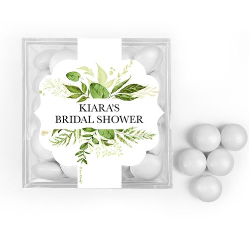 Personalized Bridal Shower Botanical JUST CANDY® favor cube with Just Candy Milk Chocolate Minis