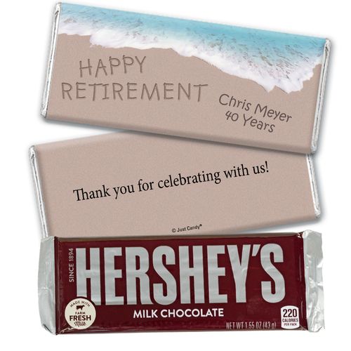 Retirement Personalized Hershey's Milk Chocolate Bar Message in Sand by Sea