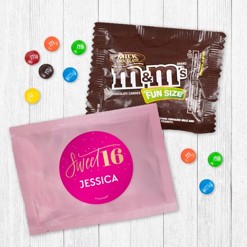 Personalized Sweet 16 Pink and Gold Milk Chocolate M&Ms