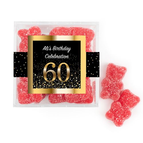 Personalized Milestones 60th Elegant Birthday Bash JUST CANDY® favor cube with Sugar Sanded Gummy Bears