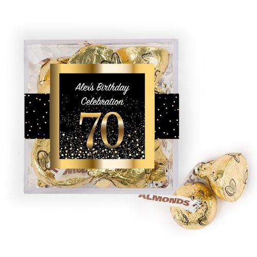 Personalized Milestone 70th Elegant Birthday Bash JUST CANDY® favor cube with Hershey's Kisses