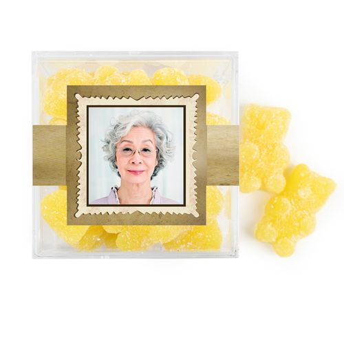 Personalized Milestones 70th Birthday Years in the Making JUST CANDY® favor cube with Sugar Sanded Gummy Bears