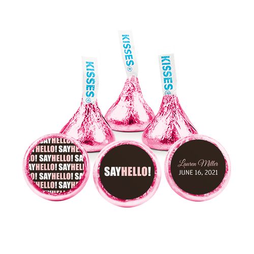 Personalized Girl Birth Announcement Say Hello! Hershey's Kisses